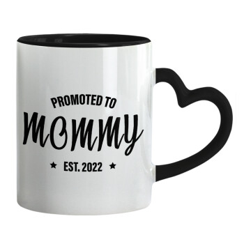 Promoted to Mommy, Mug heart black handle, ceramic, 330ml