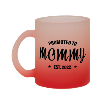 Promoted to Mommy, Κούπα γυάλινη δίχρωμη με βάση το κόκκινο ματ, 330ml