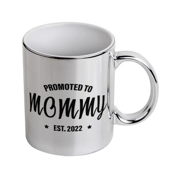 Promoted to Mommy, Κούπα κεραμική, ασημένια καθρέπτης, 330ml
