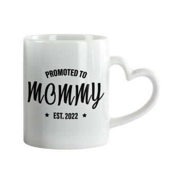 Promoted to Mommy, Mug heart handle, ceramic, 330ml