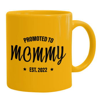 Promoted to Mommy, Ceramic coffee mug yellow, 330ml (1pcs)