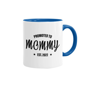 Promoted to Mommy, Mug colored blue, ceramic, 330ml