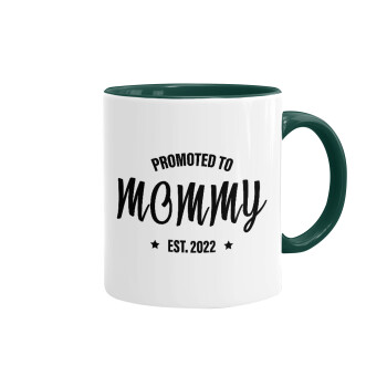 Promoted to Mommy, Mug colored green, ceramic, 330ml