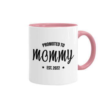 Promoted to Mommy, Mug colored pink, ceramic, 330ml