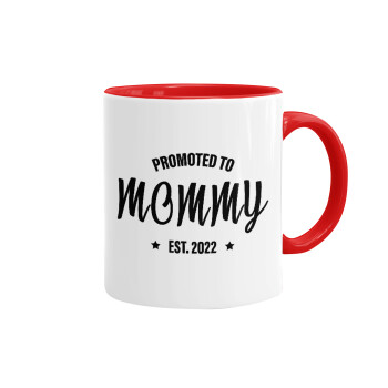 Promoted to Mommy, Κούπα χρωματιστή κόκκινη, κεραμική, 330ml