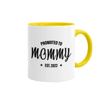 Promoted to Mommy, Κούπα χρωματιστή κίτρινη, κεραμική, 330ml