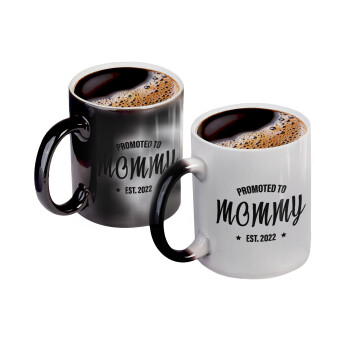 Promoted to Mommy, Color changing magic Mug, ceramic, 330ml when adding hot liquid inside, the black colour desappears (1 pcs)