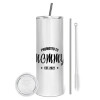 Tumbler stainless steel 600ml, with metal straw & cleaning brush