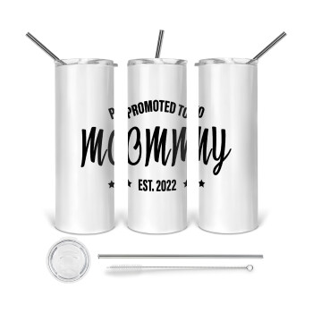Promoted to Mommy, 360 Eco friendly stainless steel tumbler 600ml, with metal straw & cleaning brush