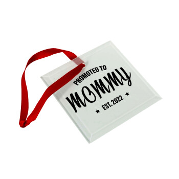 Promoted to Mommy, Στολίδι Χριστουγεννιάτικο στολίδι γυάλινο τετράγωνο 9x9cm