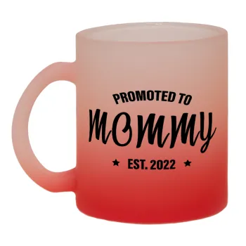 Promoted to Mommy, Κούπα γυάλινη δίχρωμη με βάση το κόκκινο ματ, 330ml