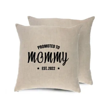 Promoted to Mommy, Μαξιλάρι καναπέ ΛΙΝΟ 40x40cm περιέχεται το  γέμισμα