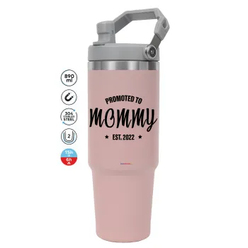Promoted to Mommy, Pink color, 890ml (30oz) stainless Steel Tumbler with Handle