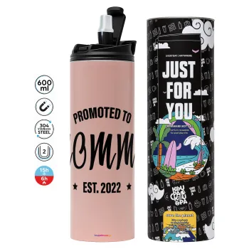 Promoted to Mommy, Tumbler stainless steel PINK 600ml