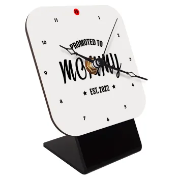Promoted to Mommy, Quartz Wooden table clock with hands (10cm)
