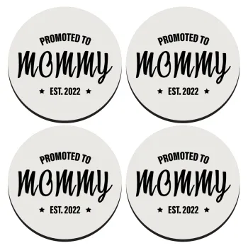 Promoted to Mommy, SET of 4 round wooden coasters (9cm)