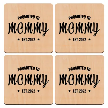 Promoted to Mommy, ΣΕΤ x4 Σουβέρ ξύλινα τετράγωνα plywood (9cm)