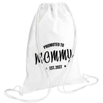 Promoted to Mommy, Τσάντα πλάτης πουγκί GYMBAG λευκή (28x40cm)