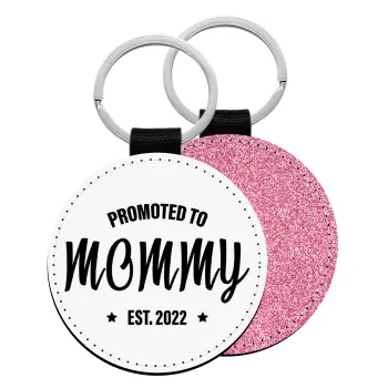 Promoted to Mommy, Μπρελόκ Δερματίνη, στρογγυλό ΡΟΖ (5cm)