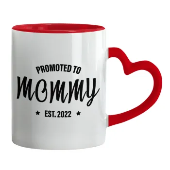 Promoted to Mommy, Mug heart red handle, ceramic, 330ml