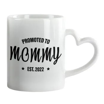 Promoted to Mommy, Mug heart handle, ceramic, 330ml