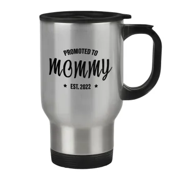 Promoted to Mommy, Κούπα ταξιδιού ανοξείδωτη με καπάκι, διπλού τοιχώματος (θερμό) 450ml