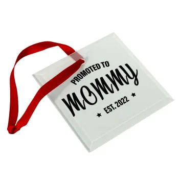 Promoted to Mommy, Στολίδι Χριστουγεννιάτικο στολίδι γυάλινο τετράγωνο 9x9cm