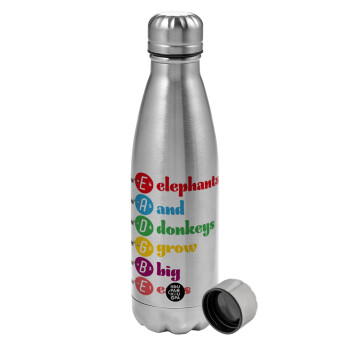 Elephants And Donkeys Grow Big Ears, Metallic water bottle, stainless steel, 750ml