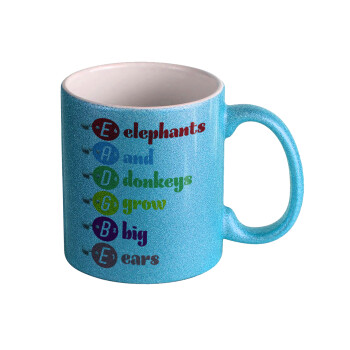 Elephants And Donkeys Grow Big Ears, Κούπα Σιέλ Glitter που γυαλίζει, κεραμική, 330ml