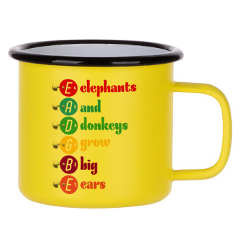 Elephants And Donkeys Grow Big Ears, Κούπα Μεταλλική εμαγιέ ΜΑΤ Κίτρινη 360ml