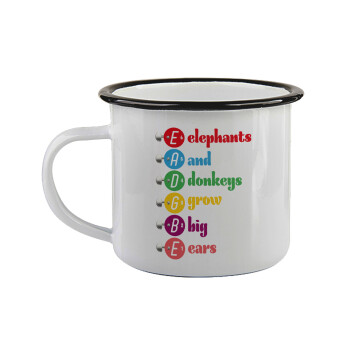 Elephants And Donkeys Grow Big Ears, Κούπα εμαγιέ με μαύρο χείλος 360ml