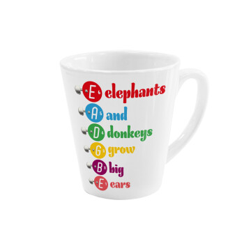 Elephants And Donkeys Grow Big Ears, Κούπα Latte Λευκή, κεραμική, 300ml