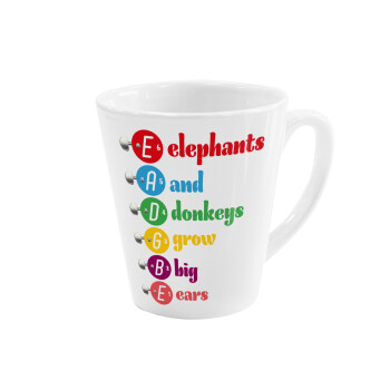 Elephants And Donkeys Grow Big Ears, Κούπα κωνική Latte Λευκή, κεραμική, 300ml