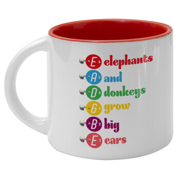 Elephants And Donkeys Grow Big Ears, Κούπα κεραμική 400ml Λευκή/Κόκκινη