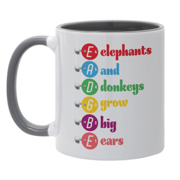 Elephants And Donkeys Grow Big Ears, Κούπα χρωματιστή γκρι, κεραμική, 330ml