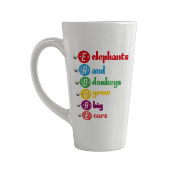 Elephants And Donkeys Grow Big Ears, Κούπα κωνική Latte Μεγάλη, κεραμική, 450ml