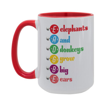 Elephants And Donkeys Grow Big Ears, Κούπα Mega 15oz, κεραμική Κόκκινη, 450ml