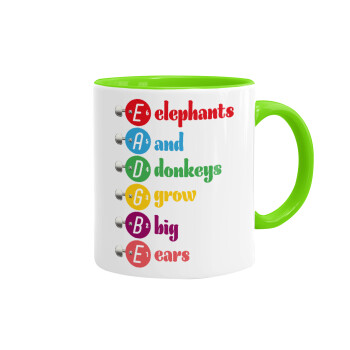 Elephants And Donkeys Grow Big Ears, Mug colored light green, ceramic, 330ml