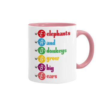 Elephants And Donkeys Grow Big Ears, Κούπα χρωματιστή ροζ, κεραμική, 330ml