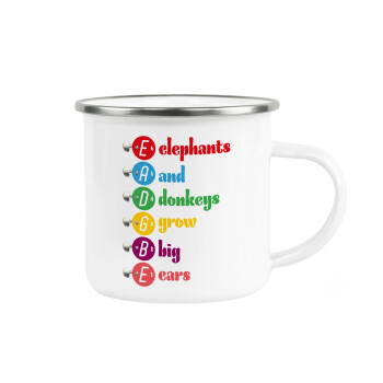 Elephants And Donkeys Grow Big Ears, Κούπα Μεταλλική εμαγιέ λευκη 360ml