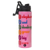 Metallic water bottle with safety lid, 850ml aluminum