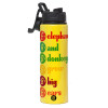 Metallic water bottle with safety lid, 850ml aluminum