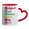 Mug heart red handle, ceramic, 330ml