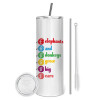Tumbler stainless steel 600ml, with metal straw & cleaning brush