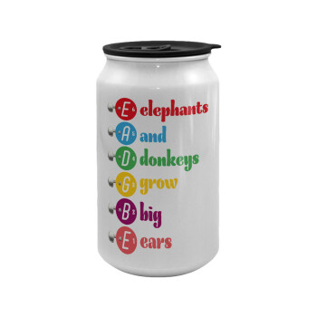 Elephants And Donkeys Grow Big Ears, Κούπα ταξιδιού μεταλλική με καπάκι (tin-can) 500ml