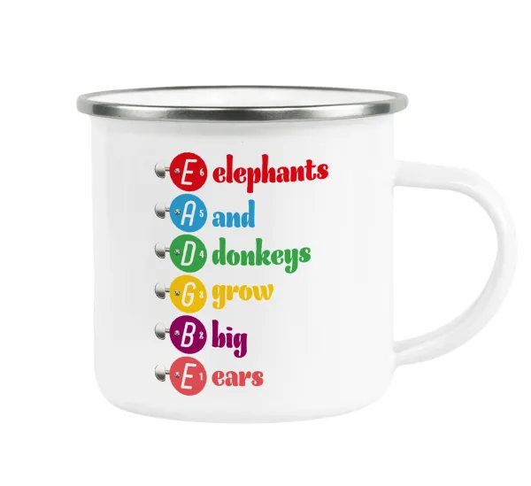 Elephants And Donkeys Grow Big Ears — Metallic enamel cup white 360ml