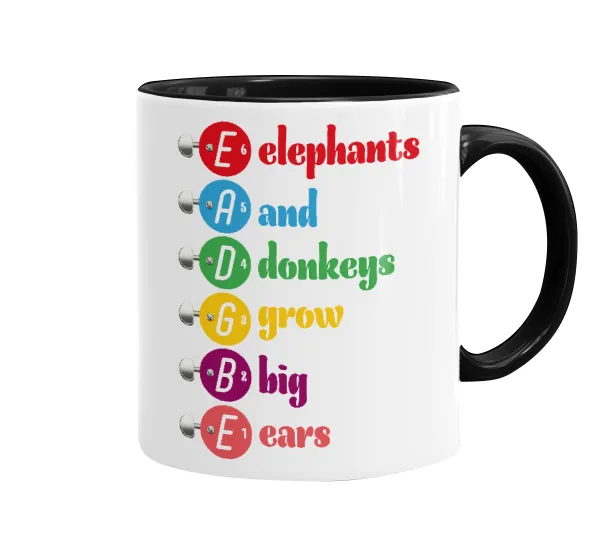 Elephants And Donkeys Grow Big Ears — Κούπα χρωματιστή μαύρη, κεραμική, 330ml