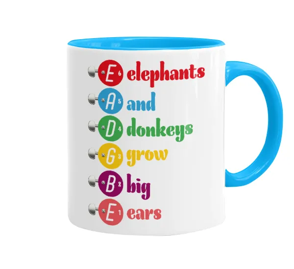 Elephants And Donkeys Grow Big Ears — Κούπα χρωματιστή γαλάζια, κεραμική, 330ml