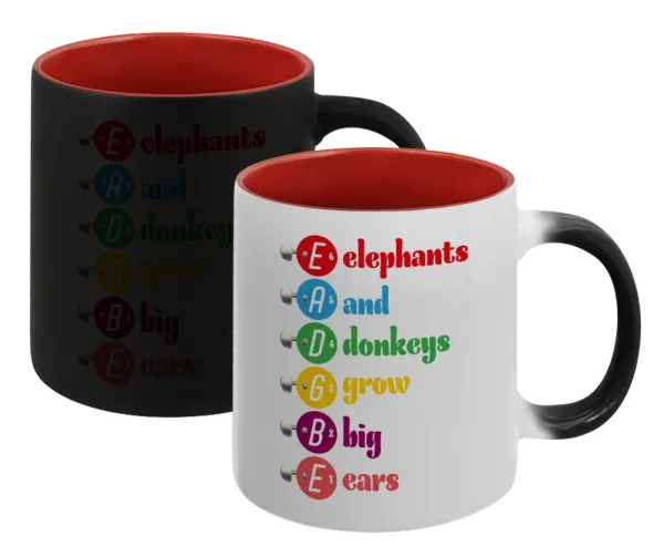 Elephants And Donkeys Grow Big Ears — Magic mug with red interior, ceramic, 330ml, changes colour with hot drinks