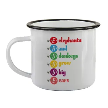 Elephants And Donkeys Grow Big Ears, Κούπα εμαγιέ με μαύρο χείλος 360ml